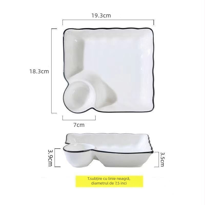 Farfurie plată din ceramică pentru găluște chinezești, finisaj emailat, formă neregulată, stil chinezesc, potrivită pentru microunde