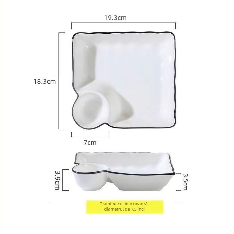 Farfurie plată din ceramică pentru găluște chinezești, finisaj emailat, formă neregulată, stil chinezesc, potrivită pentru microunde