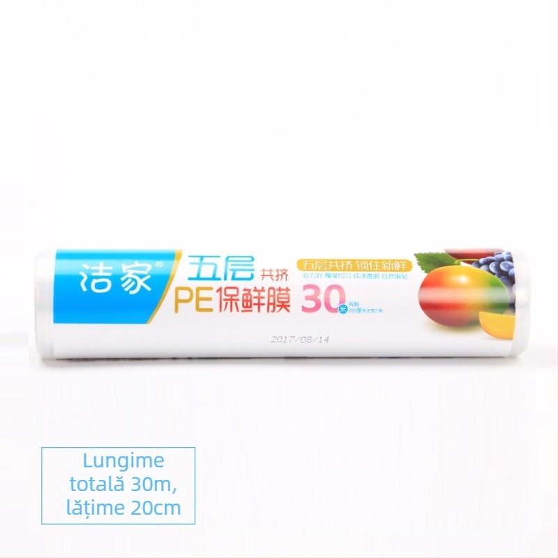 Okeus folie alimentare – folie obișnuită de conservare în frigider pentru uz casnic; material: plastic; rezistență la temperaturi: -60°C la 100°C; viața de raft: 48 luni; ambalaj simplu; pachet de 60 buc.