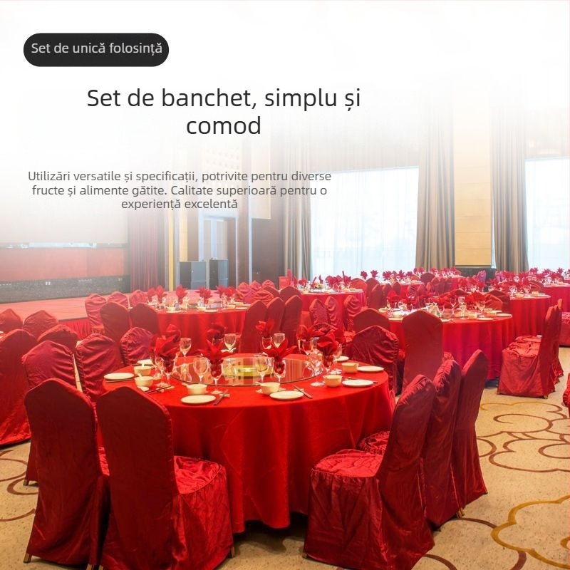 Set de veselă de unică folosință — patru piese, biodegradabil, fără personalizare; fabricat în China; stil modern simplu.