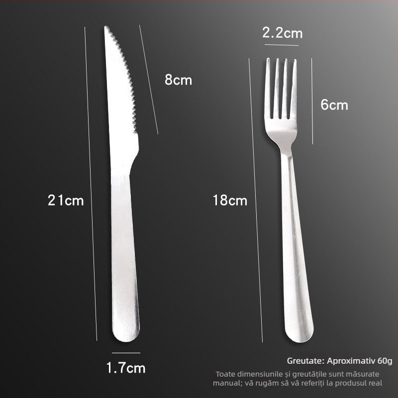 Set din oțel inoxidabil 410 pentru tacâmuri occidentale, cuțit și furculiță, 2 piese, stil lux retro, dinți mari și mici