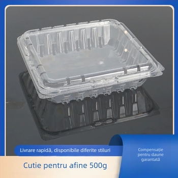 Cutie de ambalaj pentru afine, PET respirabil, plastic transparent îngroșat, de unică folosință, 100 bucăți pe ambalaj