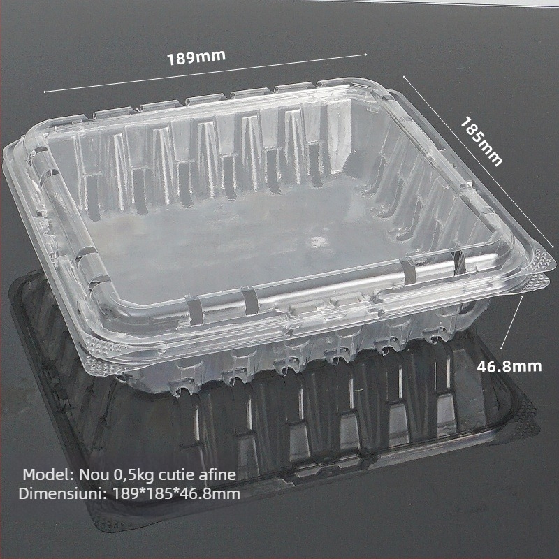 Cutie de ambalaj pentru afine, PET respirabil, plastic transparent îngroșat, de unică folosință, 100 bucăți pe ambalaj