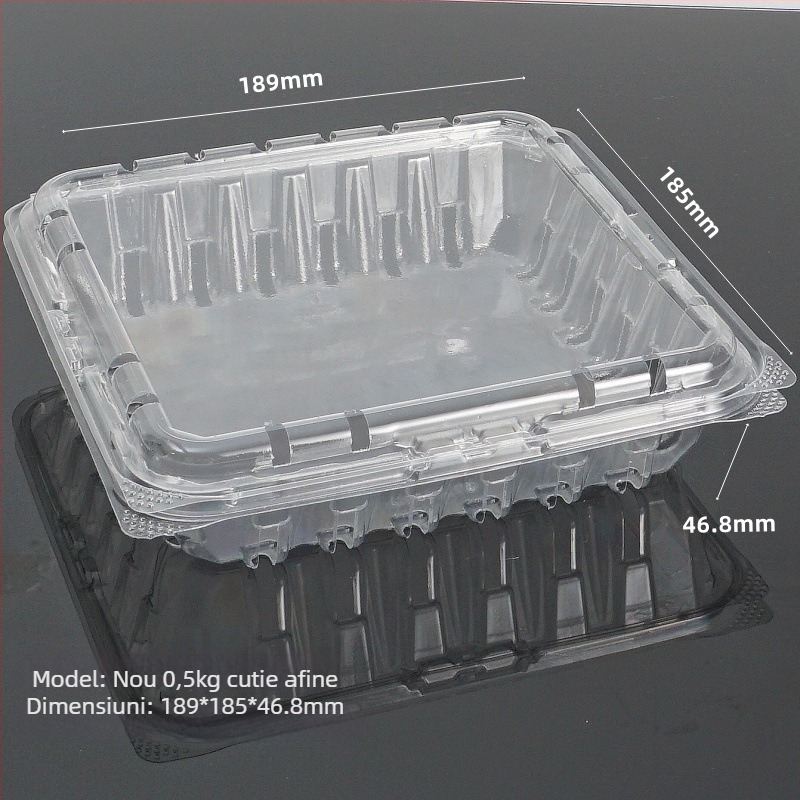 Cutie de ambalaj pentru afine, PET respirabil, plastic transparent îngroșat, de unică folosință, 100 bucăți pe ambalaj