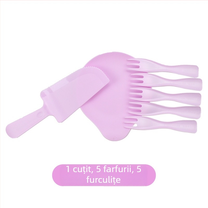 Set de veselă de unică folosință din plastic, în formă de picătură de apă, pentru 5 persoane — farfurii, cuțite și furculițe pentru petrecere