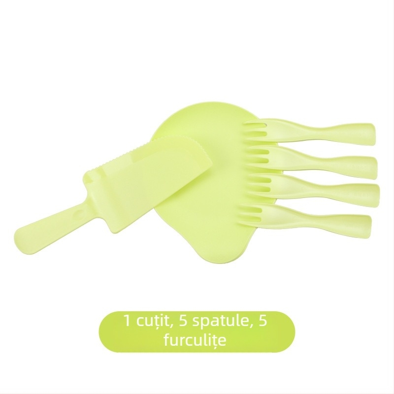 Set de veselă de unică folosință din plastic, în formă de picătură de apă, pentru 5 persoane — farfurii, cuțite și furculițe pentru petrecere