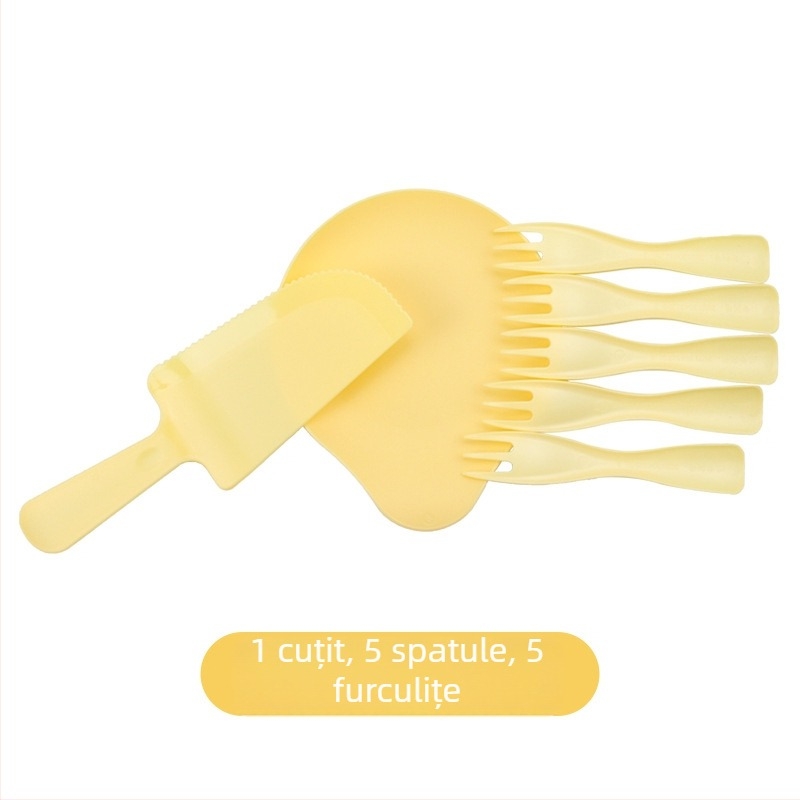 Set de veselă de unică folosință din plastic, în formă de picătură de apă, pentru 5 persoane — farfurii, cuțite și furculițe pentru petrecere