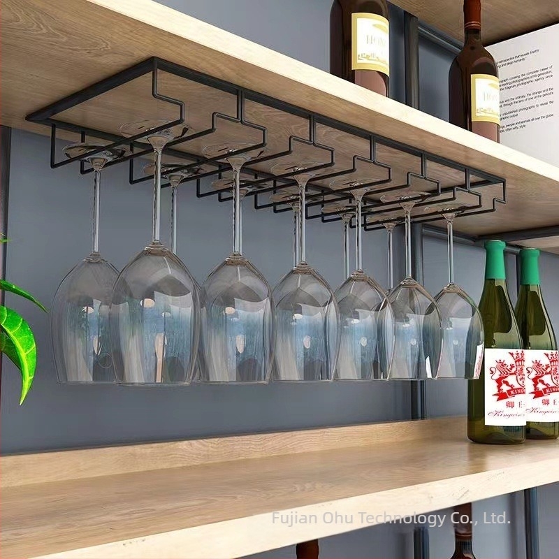 Suport pentru pahare din fier forjat, montat pe perete, pentru vinuri, bucătărie, restaurant și bar