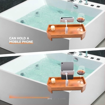 Raft de baie din lemn, în stil european – suport de masă pentru baie, 1 nivel, multifuncțional, potrivit pentru alimente, cărți și altele