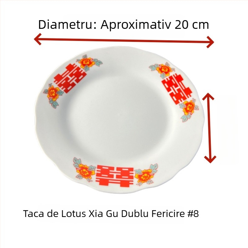 Farfurie plată ceramică cu margine în formă de lotus, stil retro vânt, lux retro ușor, fără logo; material: ceramică, stil: retro vânt