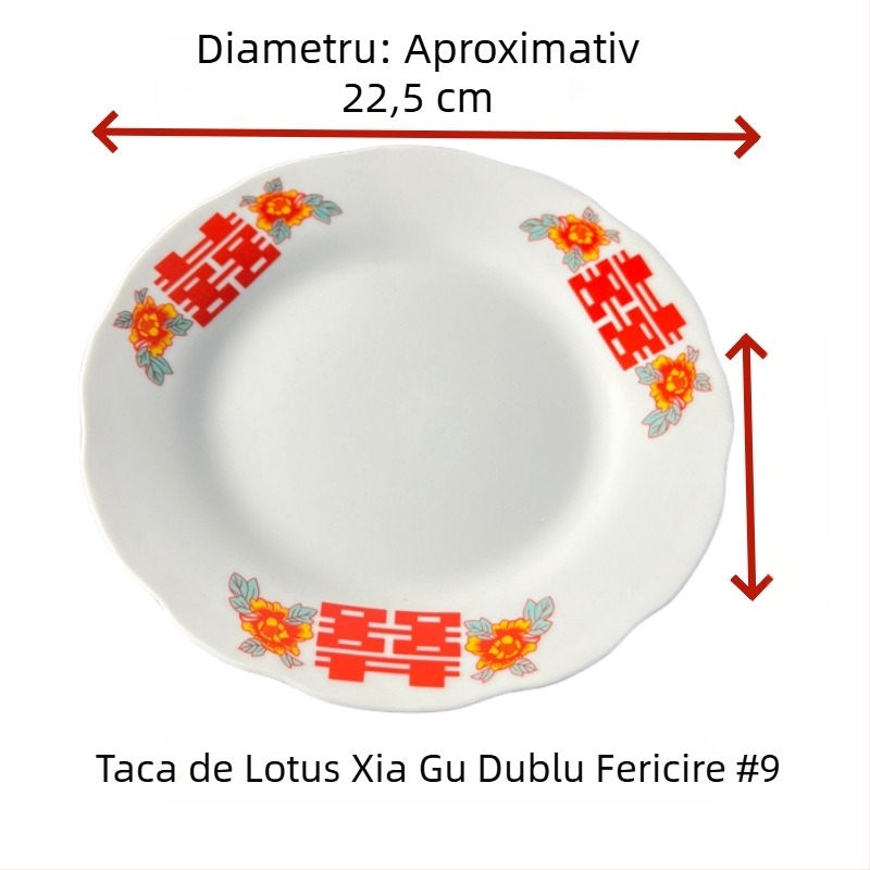 Farfurie plată ceramică cu margine în formă de lotus, stil retro vânt, lux retro ușor, fără logo; material: ceramică, stil: retro vânt