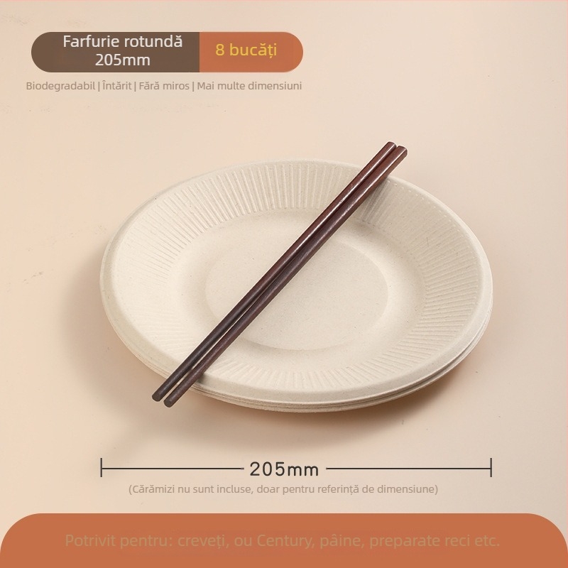 Veselă de unică folosință din hârtie: boluri, farfurii și tăvi – rotundă – biodegradabilă – Camellia