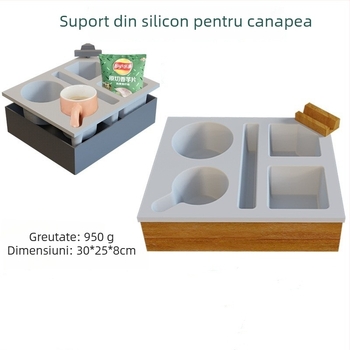 Autonomy Suport pentru pahare din silicon alimentar pentru brațul canapelei, tavă desktop cu două niveluri pentru gustări și telecomenzi
