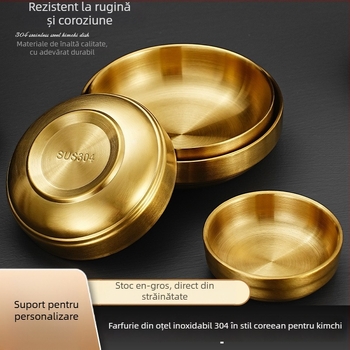 Vas dublu pentru sosuri din oțel inoxidabil 304, bol mic circular pentru sosuri, gustări și oțet, uz casnic