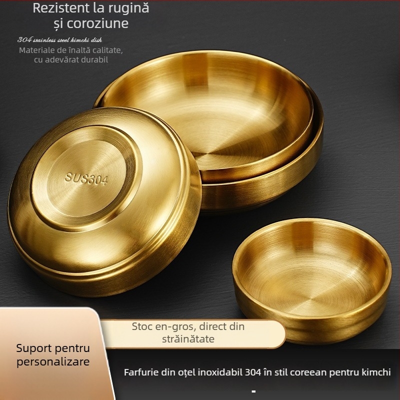 Vas dublu pentru sosuri din oțel inoxidabil 304, bol mic circular pentru sosuri, gustări și oțet, uz casnic