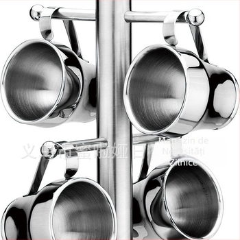 Milaya suport pentru cești de cafea din oțel inoxidabil, suspendabil, stil european modern minimalist, capacitate 6 cești, finisaj ușor