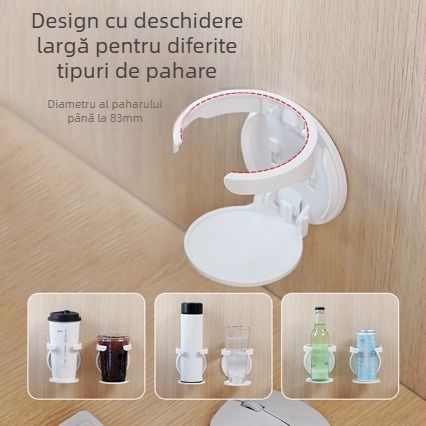 Suport pliabil pentru pahare, montat pe perete, fără găuri, plastic, cu bandă adezivă detașabilă
