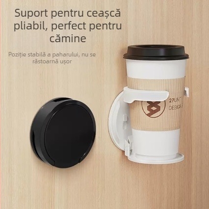 Suport pliabil pentru pahare, montat pe perete, fără găuri, plastic, cu bandă adezivă detașabilă