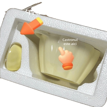 Bol pentru ouă la aburi cu motiv dovleac, porțelan nou, sub glazură, stil modern minimalist, formă unică