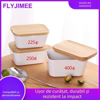 Crisper box cu capac din lemn și corp melaminat, formă pătrată, capacitate sub 300 ml, set de 12 bucăți