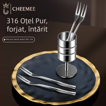Furculiță de fructe din oțel inoxidabil 316, suprafață oglindită, stil chinezesc nou, pentru adulți