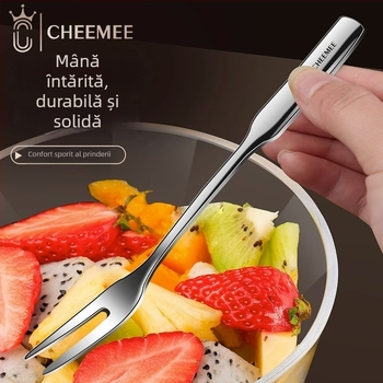 Furculiță de fructe din oțel inoxidabil 316, suprafață oglindită, stil chinezesc nou, pentru adulți