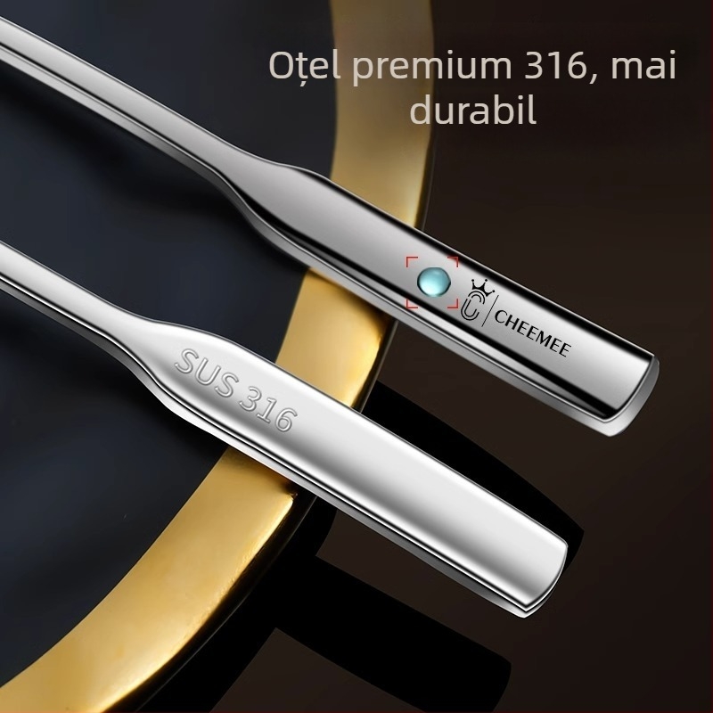 Furculiță de fructe din oțel inoxidabil 316, suprafață oglindită, stil chinezesc nou, pentru adulți