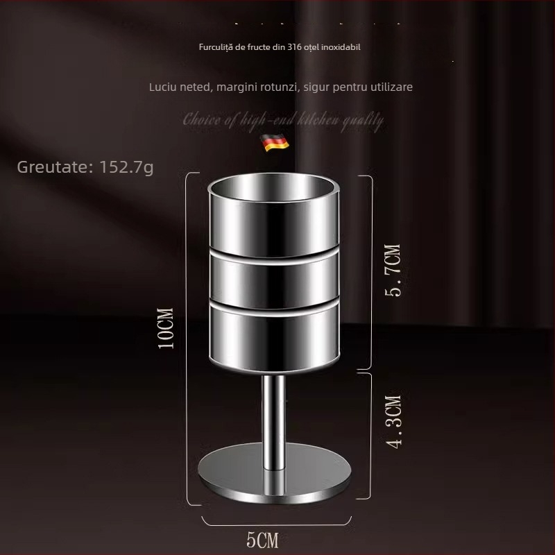 Furculiță de fructe din oțel inoxidabil 316, suprafață oglindită, stil chinezesc nou, pentru adulți