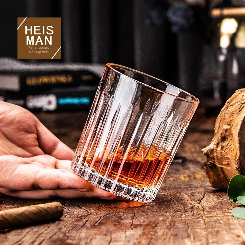 Pahar de whisky, sticlă rezistentă la temperaturi înalte, set de șase piese, stil modern minimalist, logo imprimat