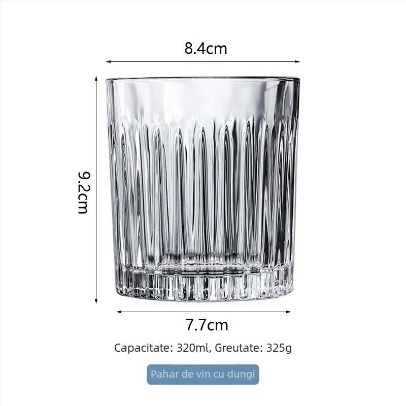 Pahar de whisky, sticlă rezistentă la temperaturi înalte, set de șase piese, stil modern minimalist, logo imprimat