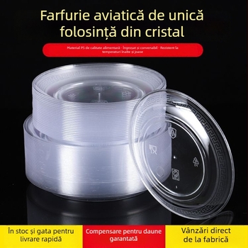 Farfurie de unică folosință din plastic dur, transparent, pentru degustări și BBQ, îngroșată, porție individuală