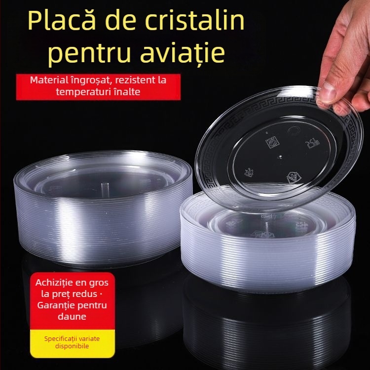 Farfurie de unică folosință din plastic dur, transparent, pentru degustări și BBQ, îngroșată, porție individuală
