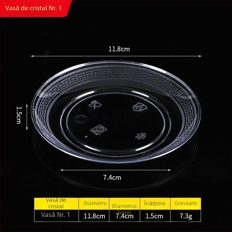 Farfurie de unică folosință din plastic dur, transparent, pentru degustări și BBQ, îngroșată, porție individuală