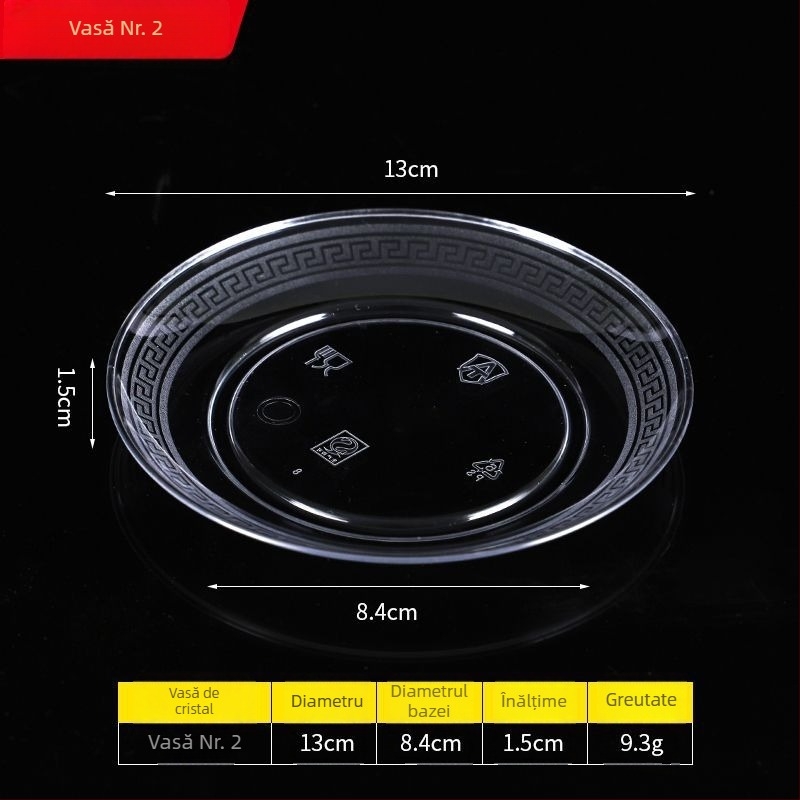 Farfurie de unică folosință din plastic dur, transparent, pentru degustări și BBQ, îngroșată, porție individuală