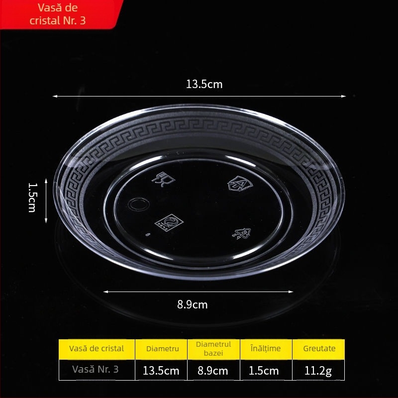 Farfurie de unică folosință din plastic dur, transparent, pentru degustări și BBQ, îngroșată, porție individuală