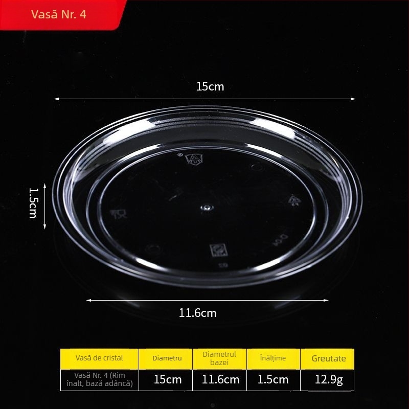 Farfurie de unică folosință din plastic dur, transparent, pentru degustări și BBQ, îngroșată, porție individuală