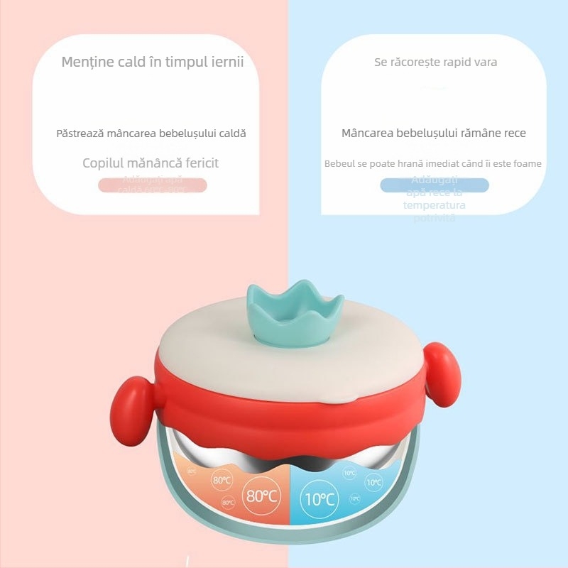 Set de veselă pentru copii din oțel inoxidabil, 2-3 piese, stil drăguț, pentru copii de peste 12 luni