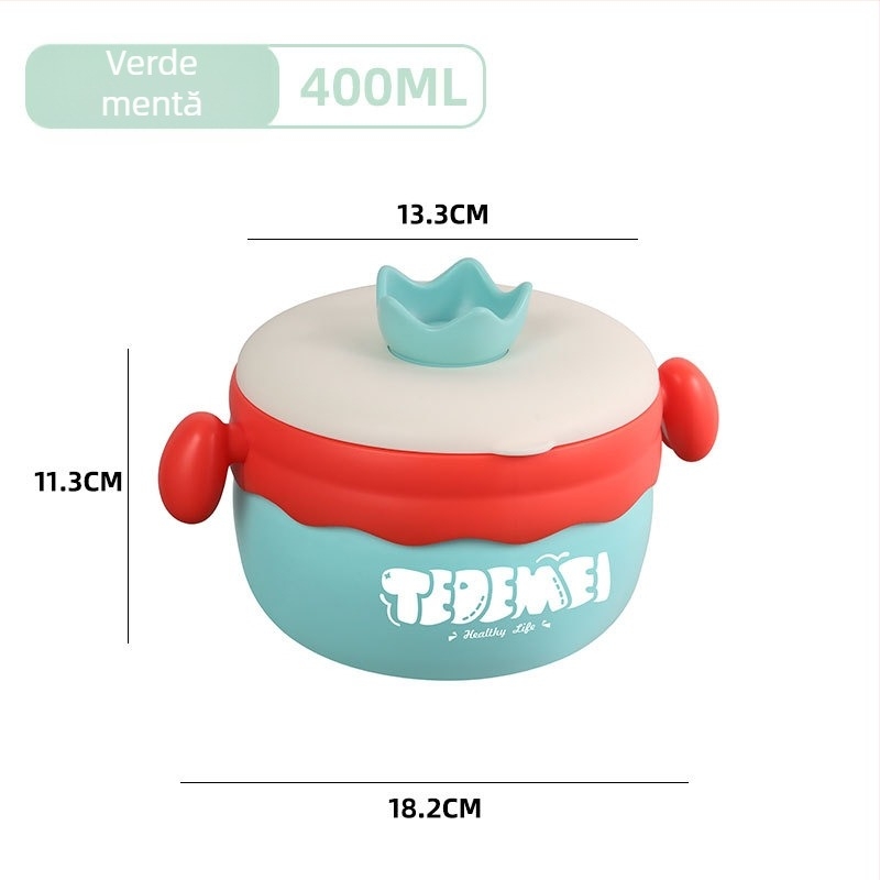 Set de veselă pentru copii din oțel inoxidabil, 2-3 piese, stil drăguț, pentru copii de peste 12 luni