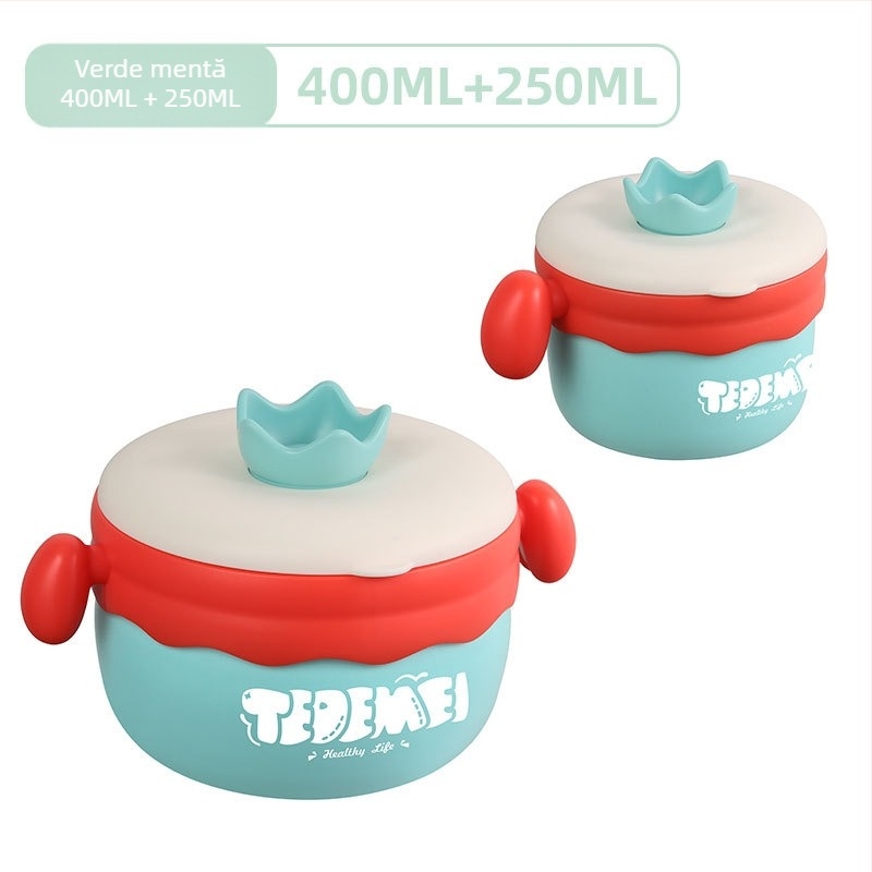 Set de veselă pentru copii din oțel inoxidabil, 2-3 piese, stil drăguț, pentru copii de peste 12 luni