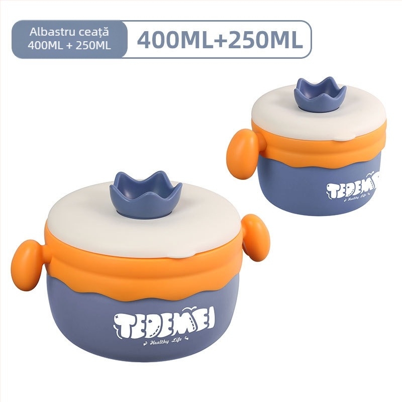 Set de veselă pentru copii din oțel inoxidabil, 2-3 piese, stil drăguț, pentru copii de peste 12 luni