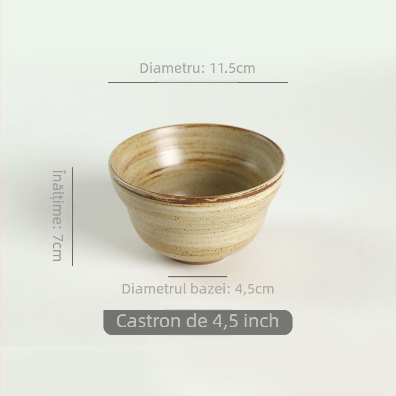 Set ceramic pentru masă: boluri, farfurii și tacâmuri, suprafață pictată manual, formă rotundă, compatibil cu microunde, finisaj monocrom, cadou ideal pentru un nou cămin