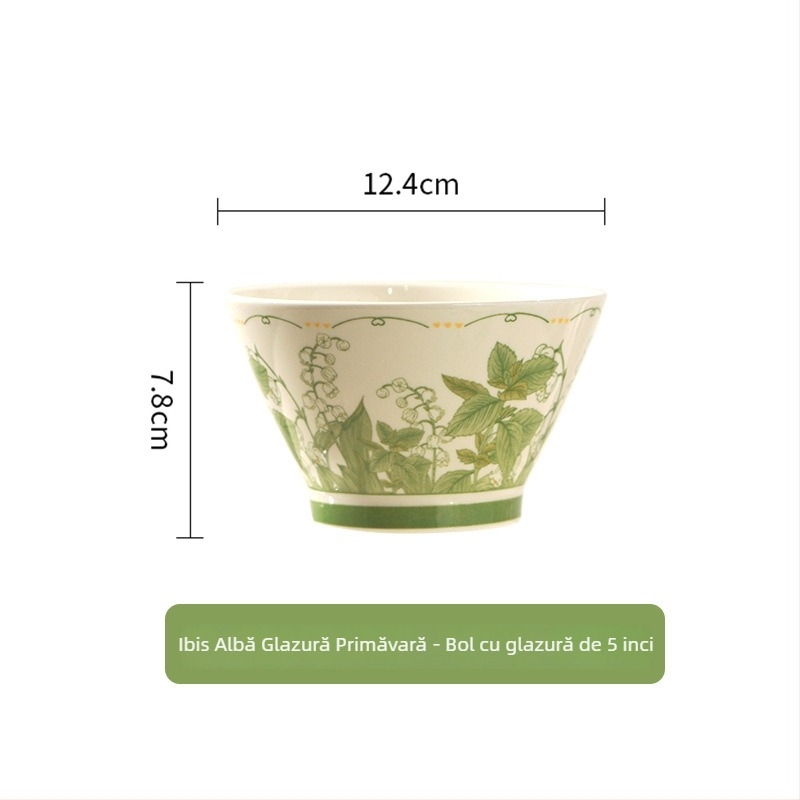 Bol ceramic pentru servire, model floral, formă circulară, stil minimalist modern, compatibil cu cuptorul cu microunde