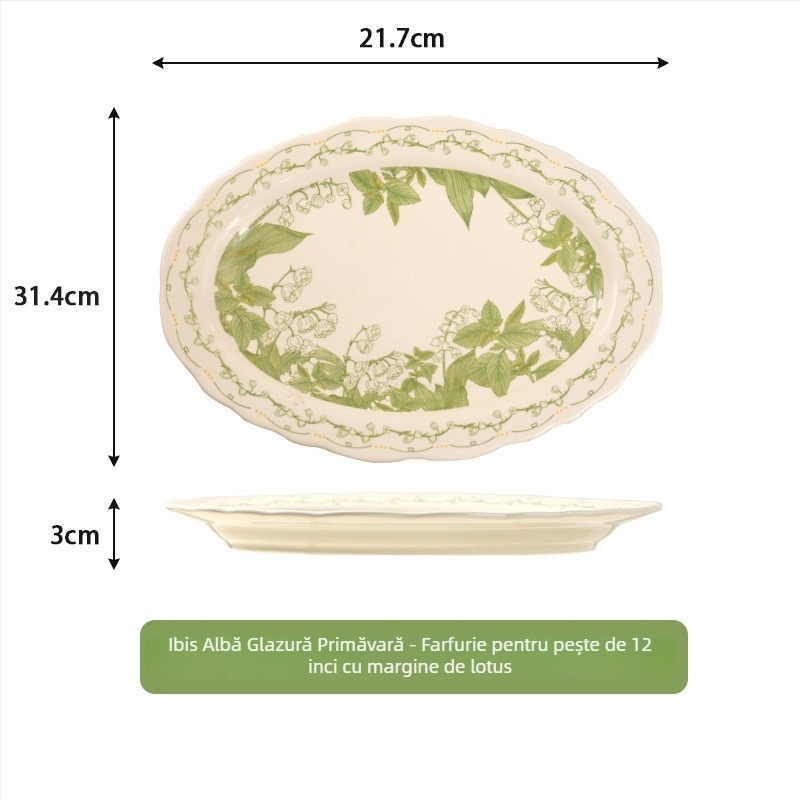 Bol ceramic pentru servire, model floral, formă circulară, stil minimalist modern, compatibil cu cuptorul cu microunde