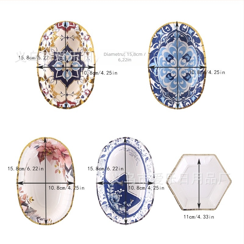 Love farfurioare de unică folosință din hârtie, ovală, pentru dips la hot pot, pentru petreceri acasă, ecologice