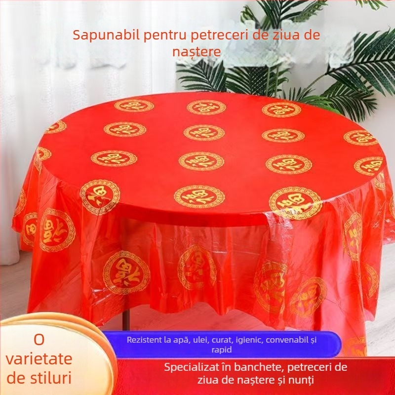 Față de masă de unică folosință, impermeabilă și rezistentă la ulei, durabilă și rezistentă la tracțiune, din plastic (PE/polietilenă), pătrată, personalizabilă