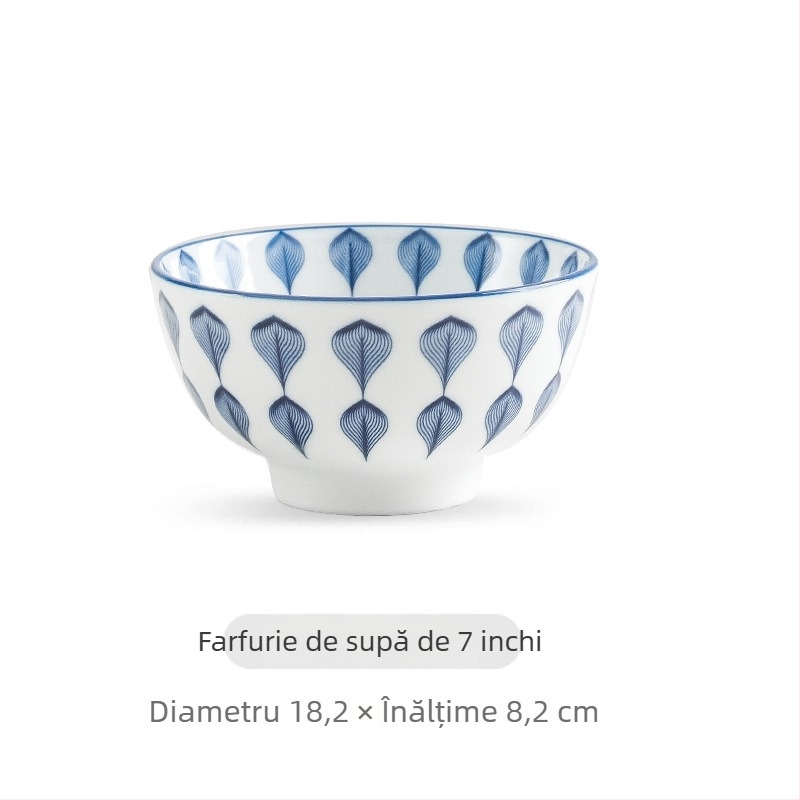 Vas ceramic în stil japonez: bol de orez, bol de udon și farfurie de pește; ceramică, stil retro ușor lux, personalizare disponibilă, capacități versatile