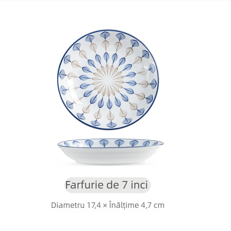 Vas ceramic în stil japonez: bol de orez, bol de udon și farfurie de pește; ceramică, stil retro ușor lux, personalizare disponibilă, capacități versatile