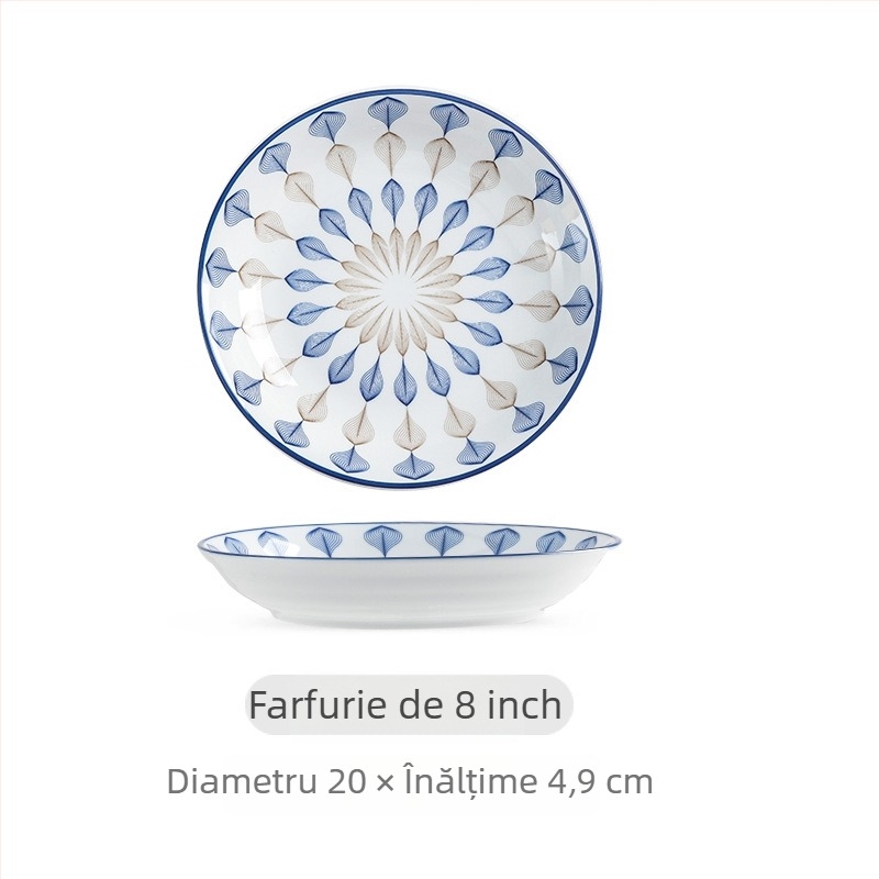 Vas ceramic în stil japonez: bol de orez, bol de udon și farfurie de pește; ceramică, stil retro ușor lux, personalizare disponibilă, capacități versatile
