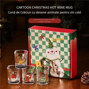 Pahar din sticlă - Făcut manual, Rotund, Minimalist Modern - Un singur pahar, Crăciun