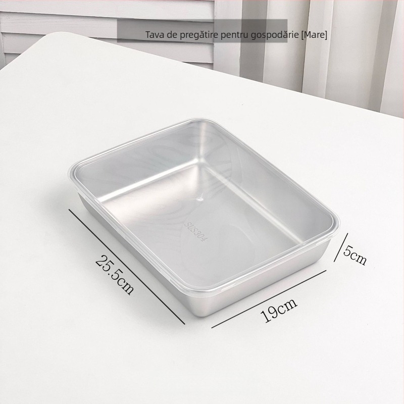 Tava de pregătire a alimentelor din oțel inoxidabil 304 – dreptunghiulară, suprafață mată, tip farfurie universal, stil modern minimalist